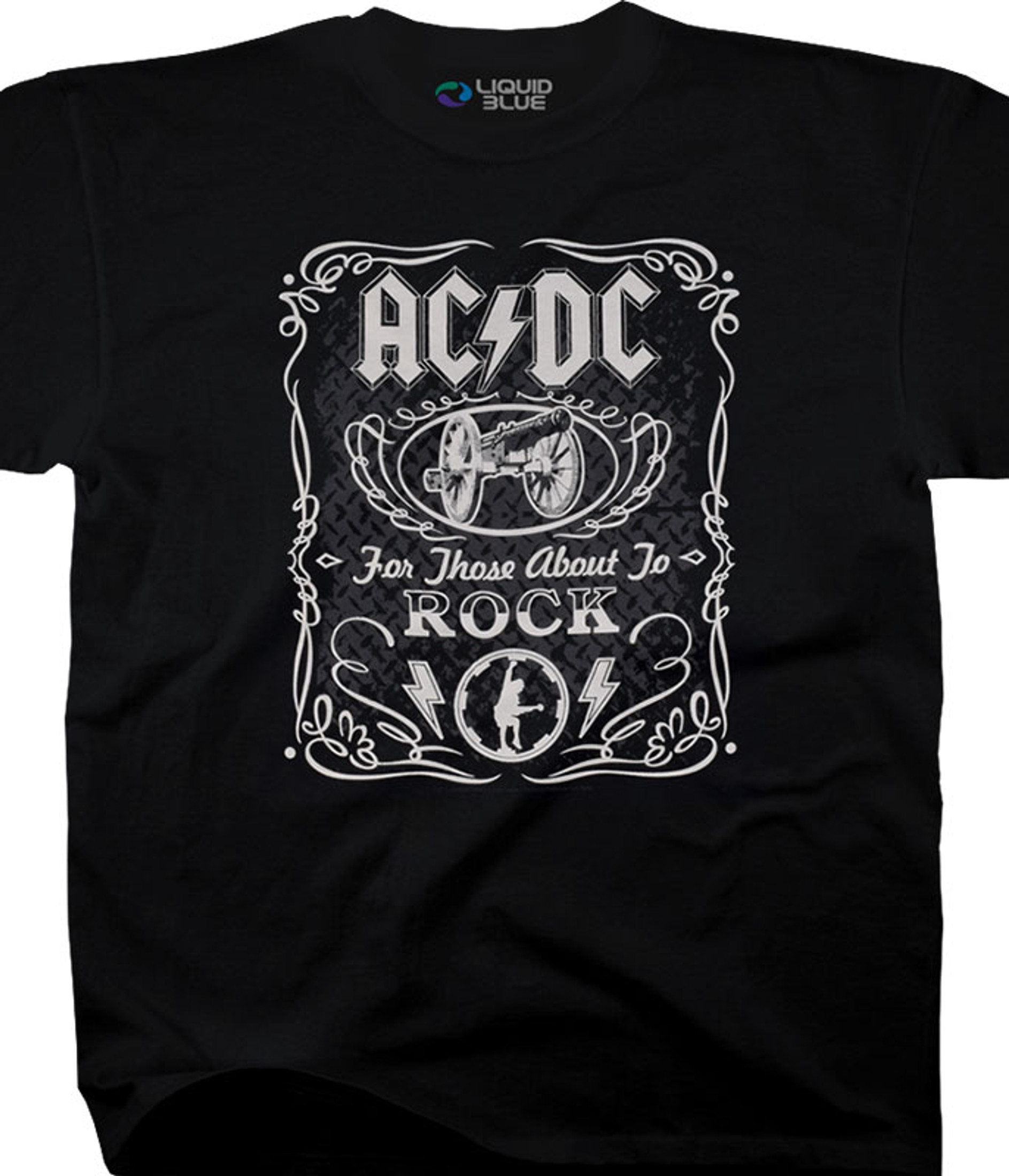 AC/DC Label Black Tee Liquid Blue