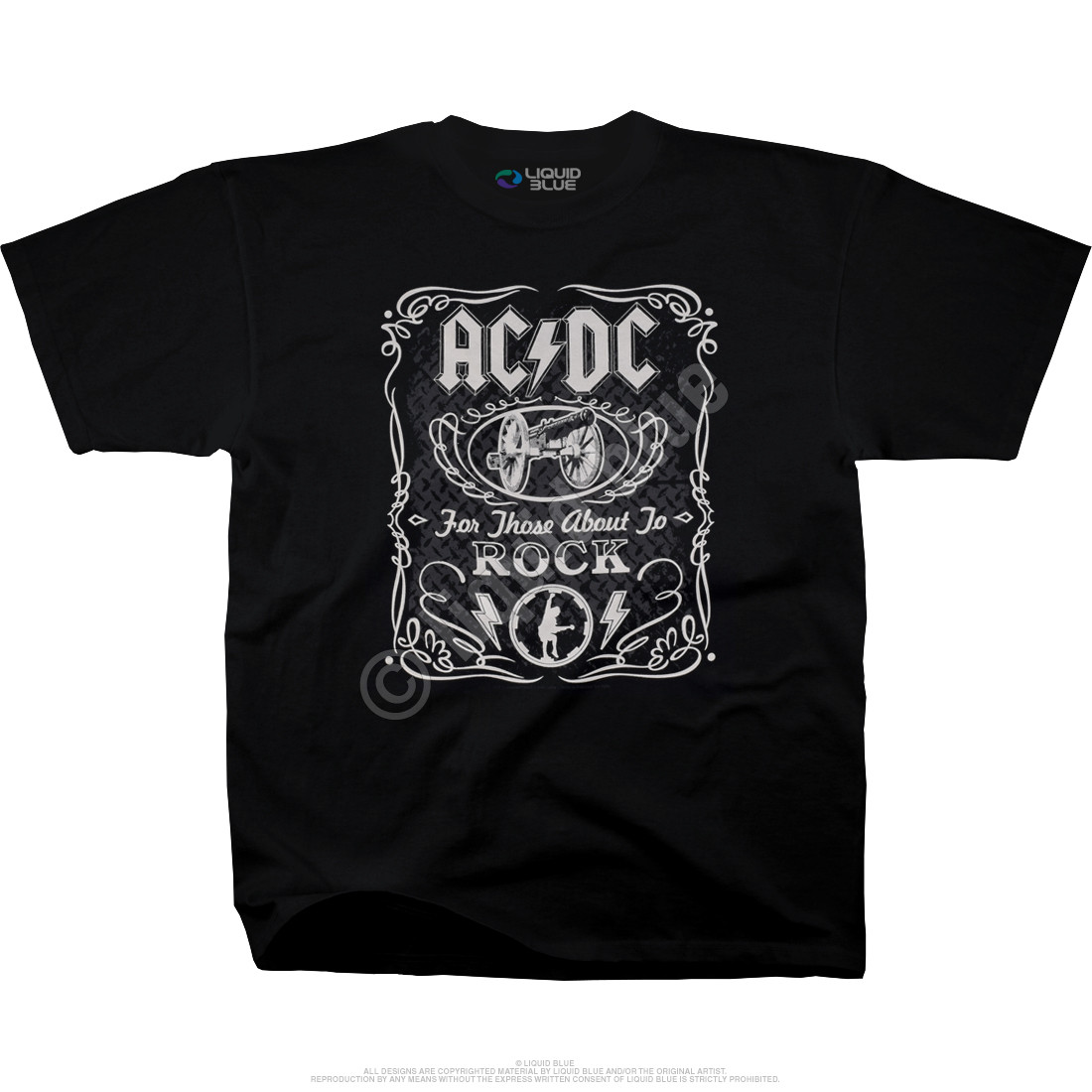 AC/DC Label Black T-Shirt Tee Liquid Blue