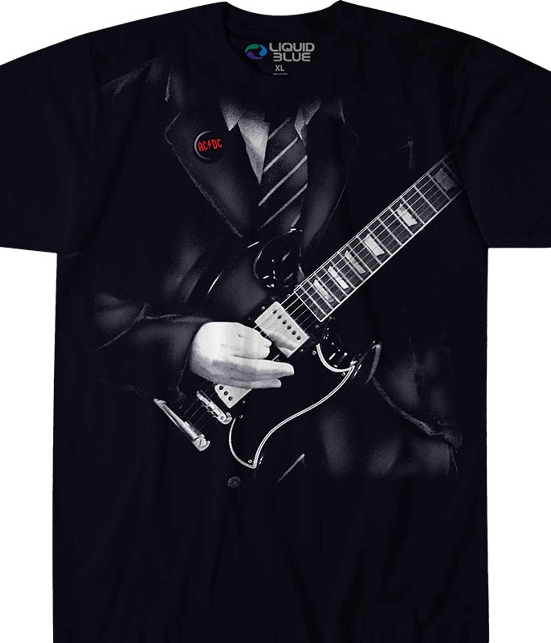 AC/DC Angus Young Black T-Shirt Tee Liquid Blue