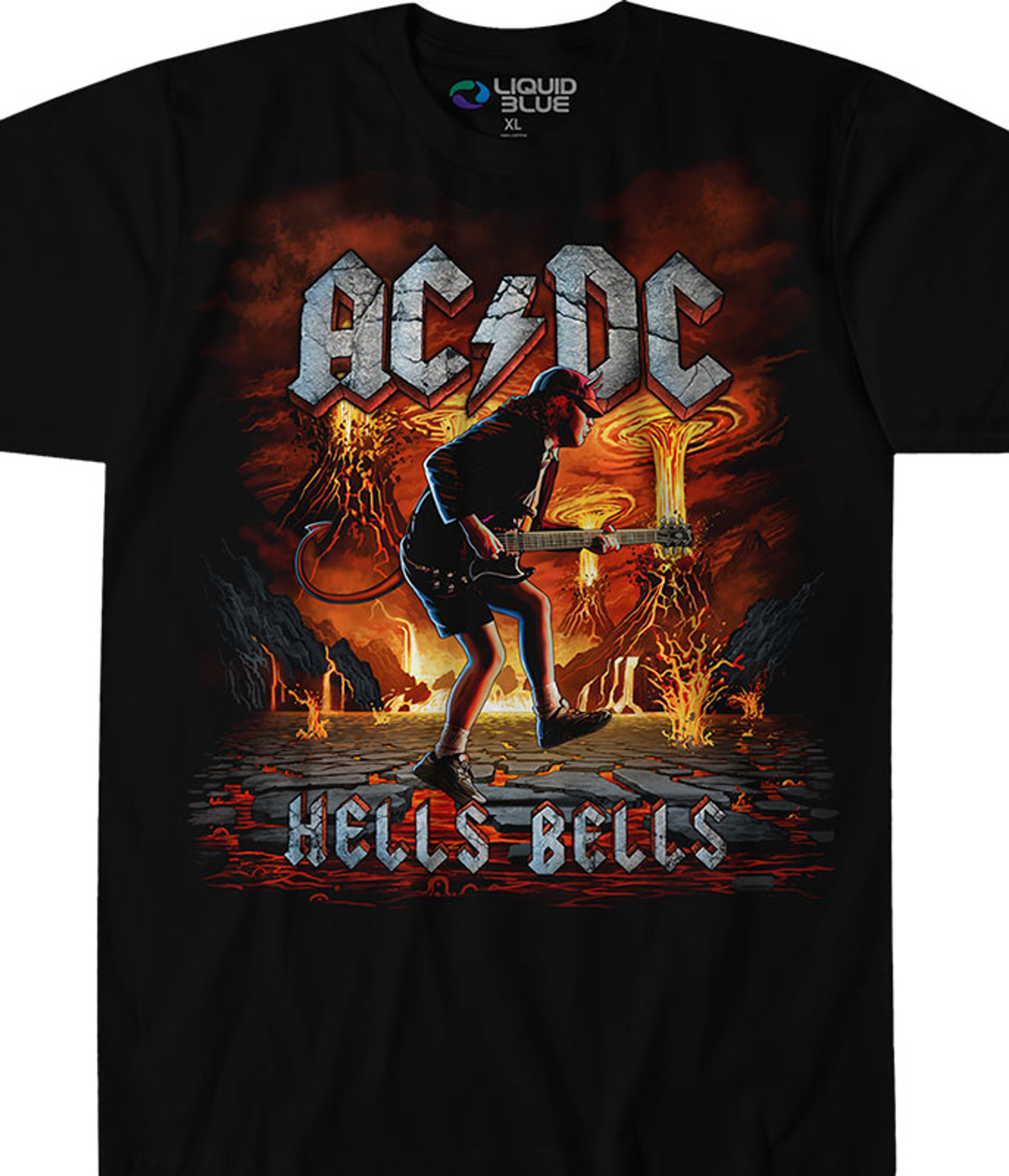 AC/DC Rock Eruption Black T-Shirt Tee Blue Liquid