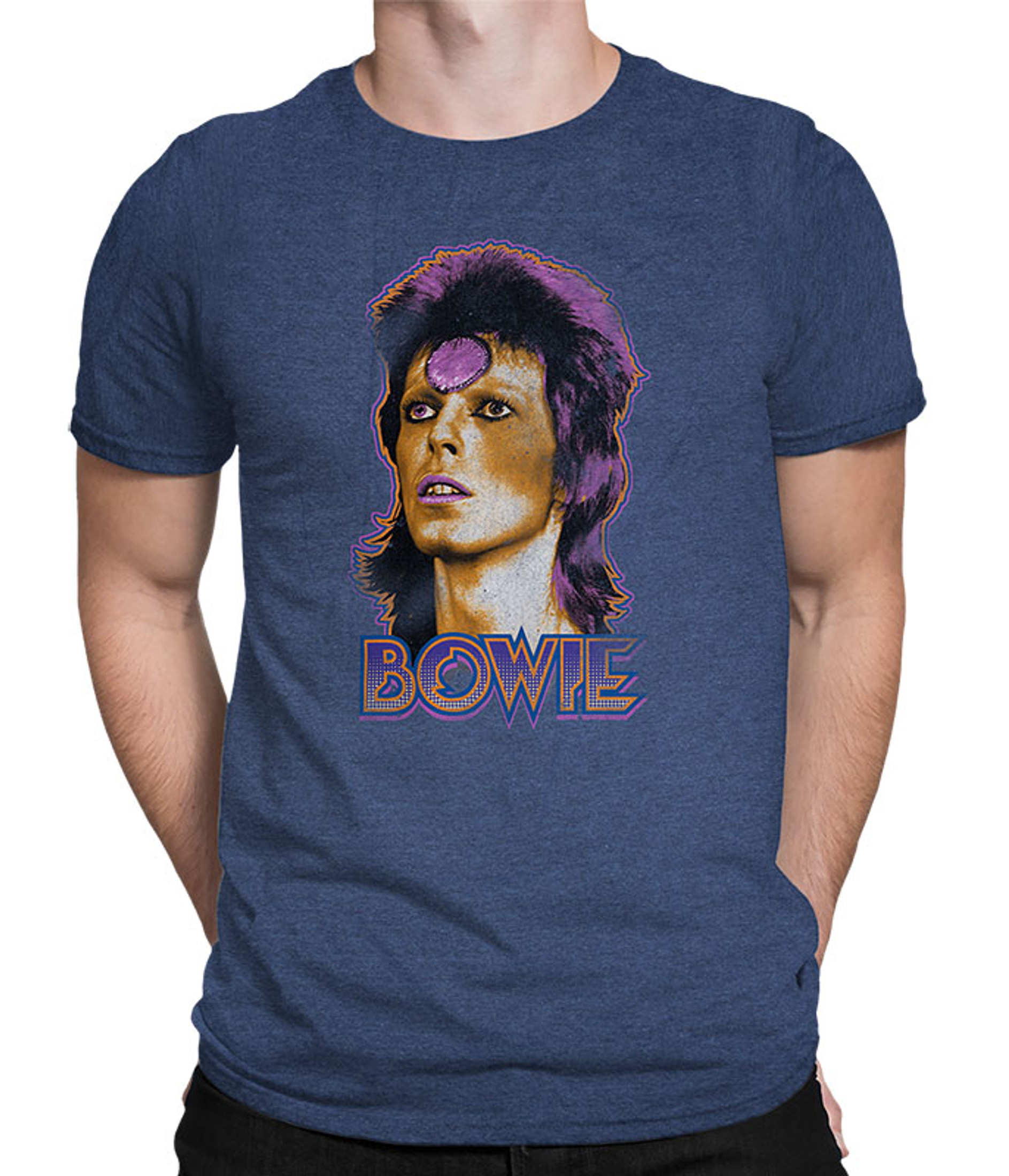 David Bowie Ziggy Medallion Dark Blue Heather Poly-Cotton T