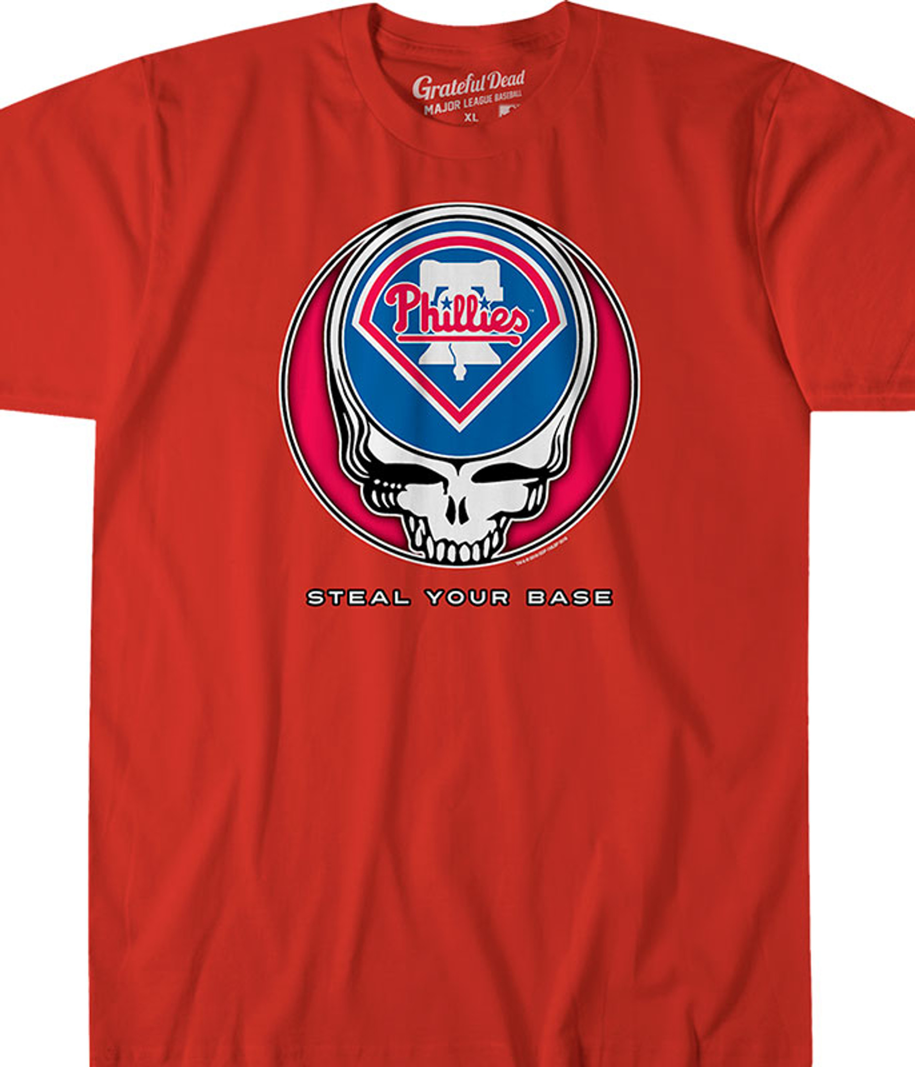 Philadelphia Phillies blue throwback tie-dye logo t-shirt