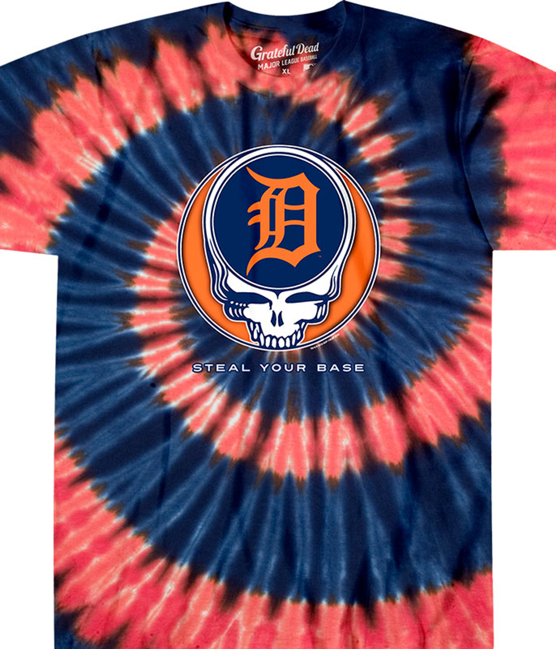Grateful Dead Detroit Tigers Steal Your Base Navy Athletic T-Shirt