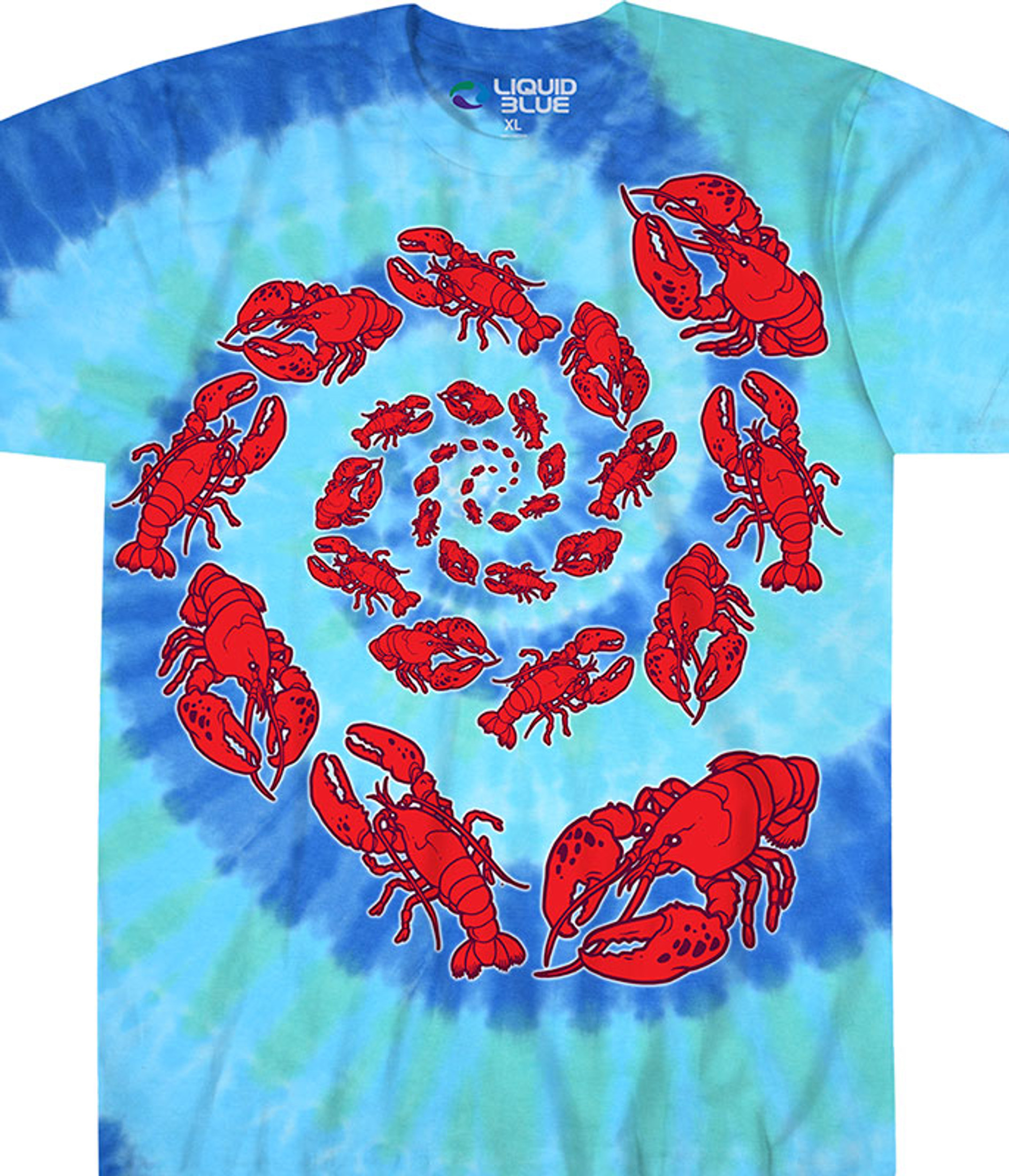 Liquid Blue Lobster Spiral Tie-Dye T-Shirt - 6XL
