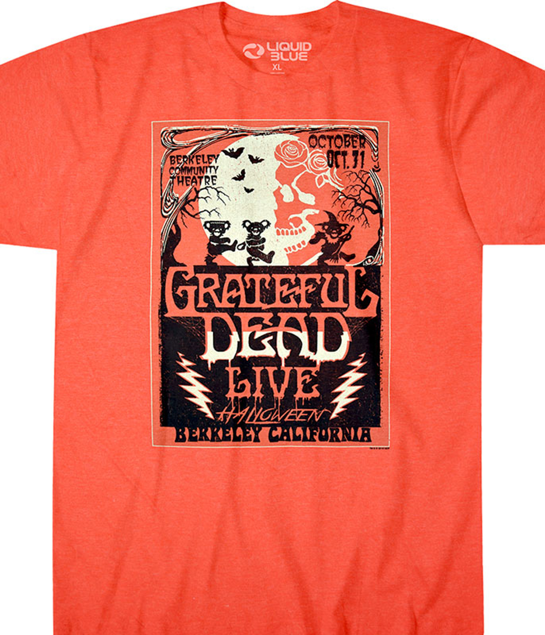 Grateful Dead Liquid Blue Bertha Baseball 65 Skull Print T-Shirt Mens Small  Slim