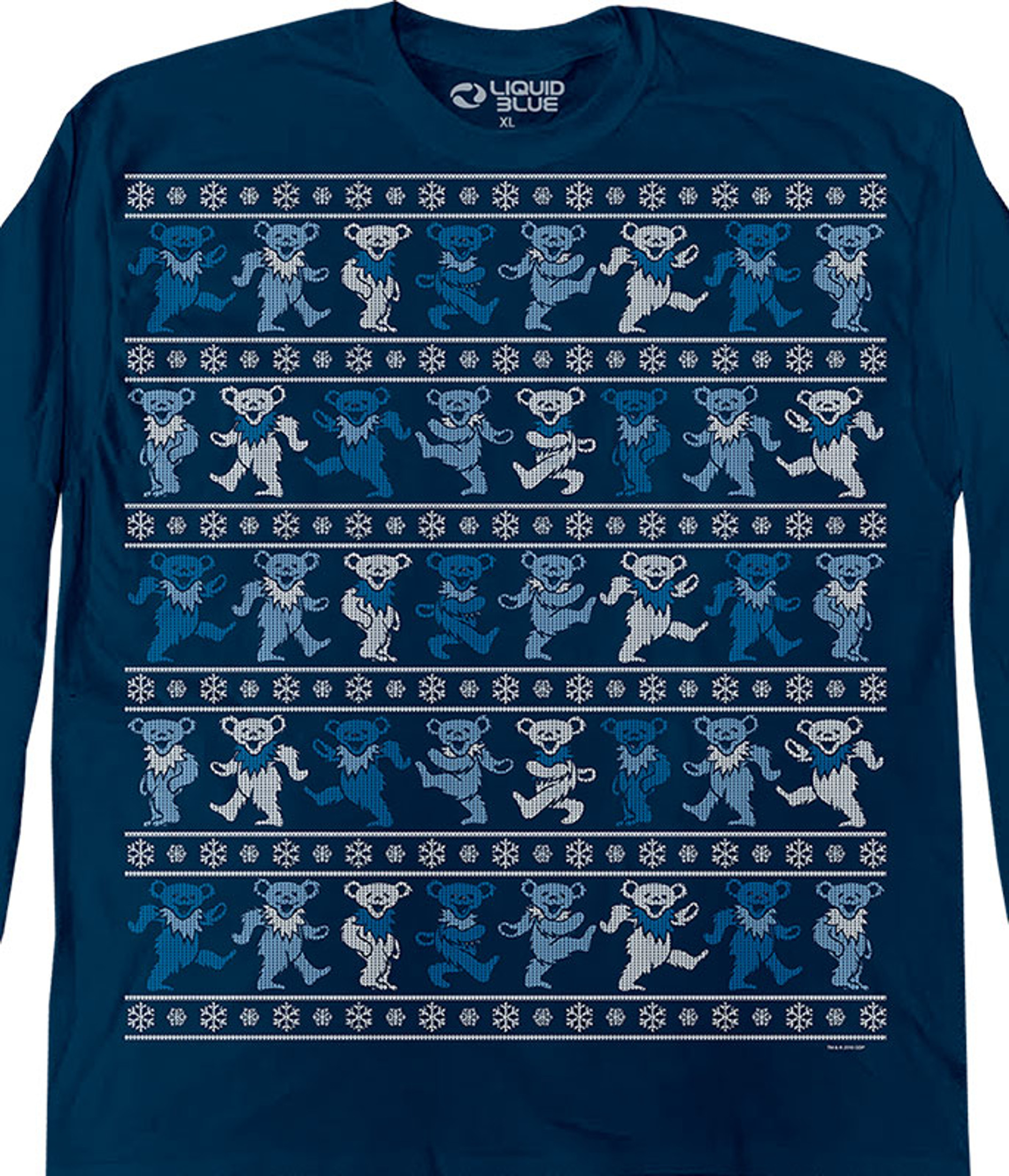 Grateful Dead Dancin Bear Xmas Sweater Navy Long Sleeve T-Shirt