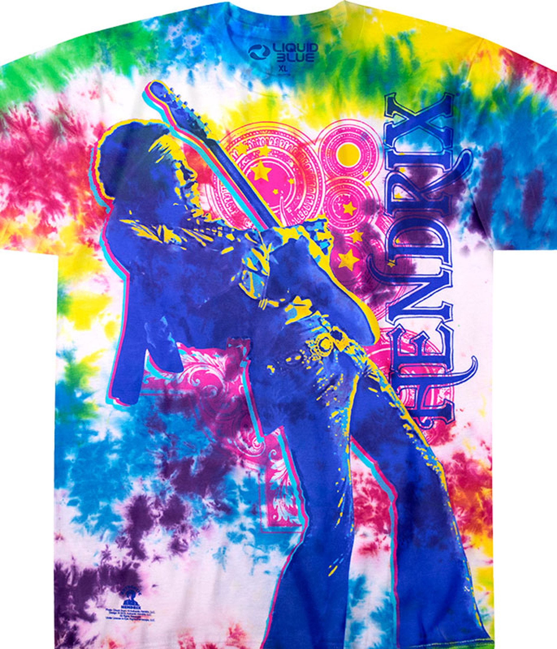 Jimi Hendrix Electric Lady Tie-Dye T-Shirt Tee Liquid Blue