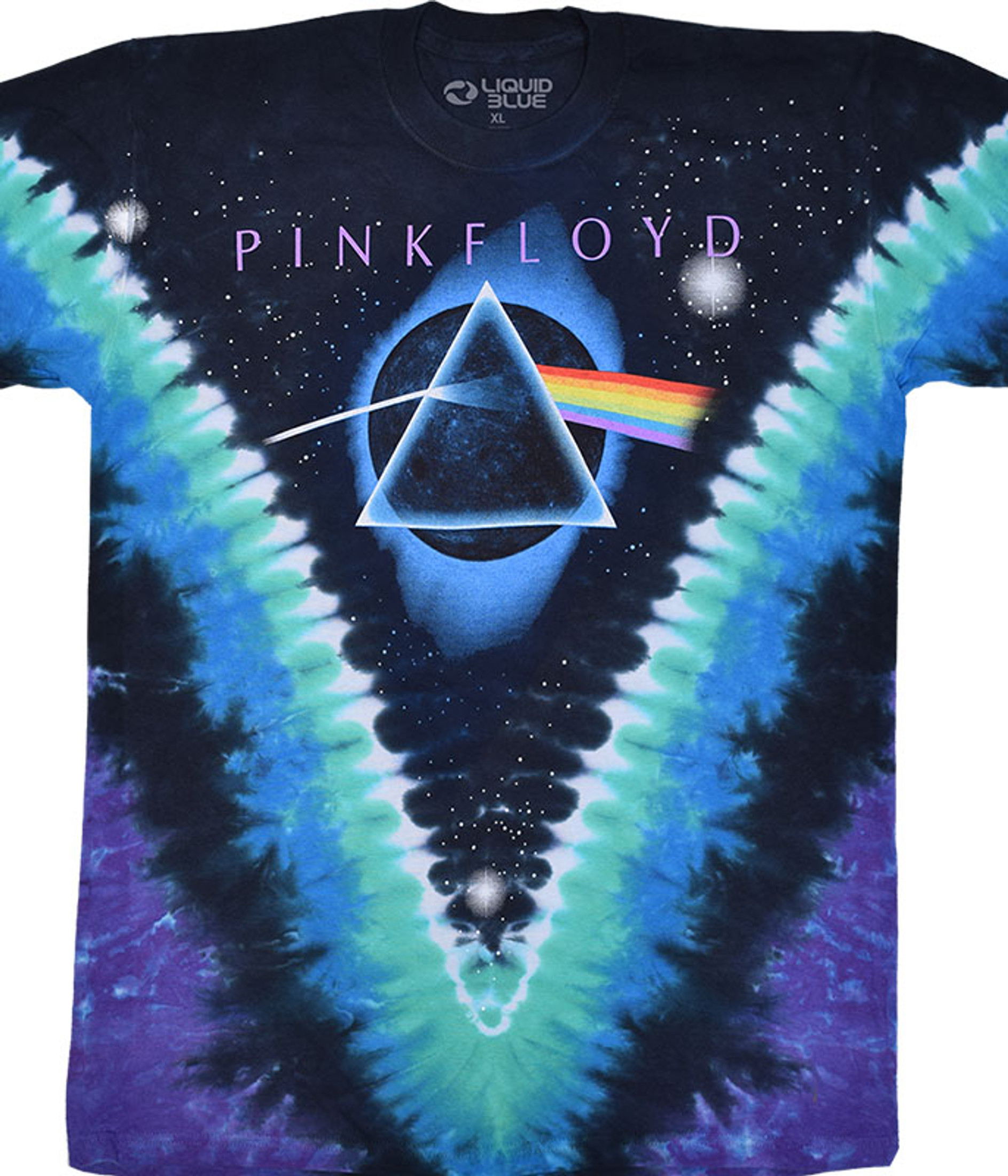 Pink Floyd Eclipsed by The Moon Tie-Dye T-Shirt Tee Liquid Blue