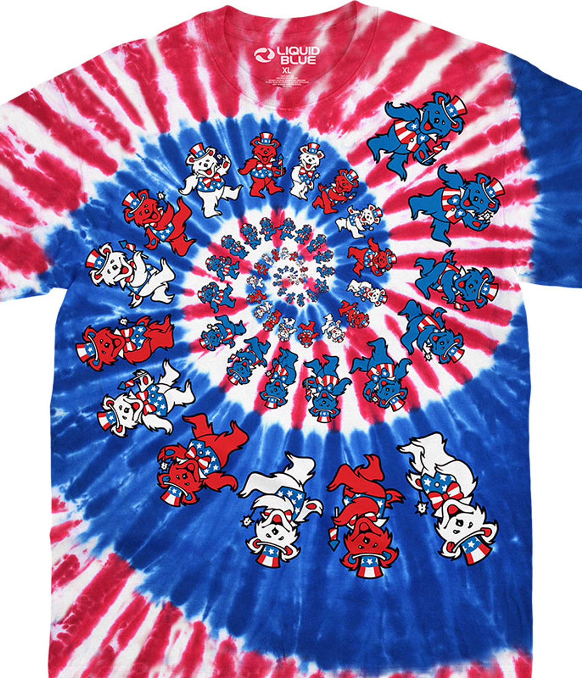 Grateful Dead Spiral Bears Youth Tie-Dye T-Shirt Tee Liquid Blue
