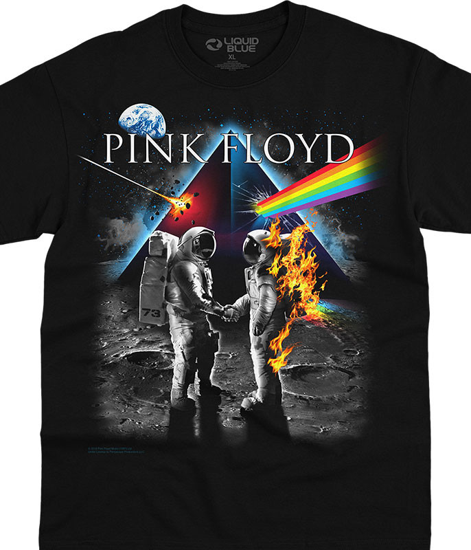 Pink Floyd Bright Side of the Moon Black T-Shirt Tee Liquid Blue