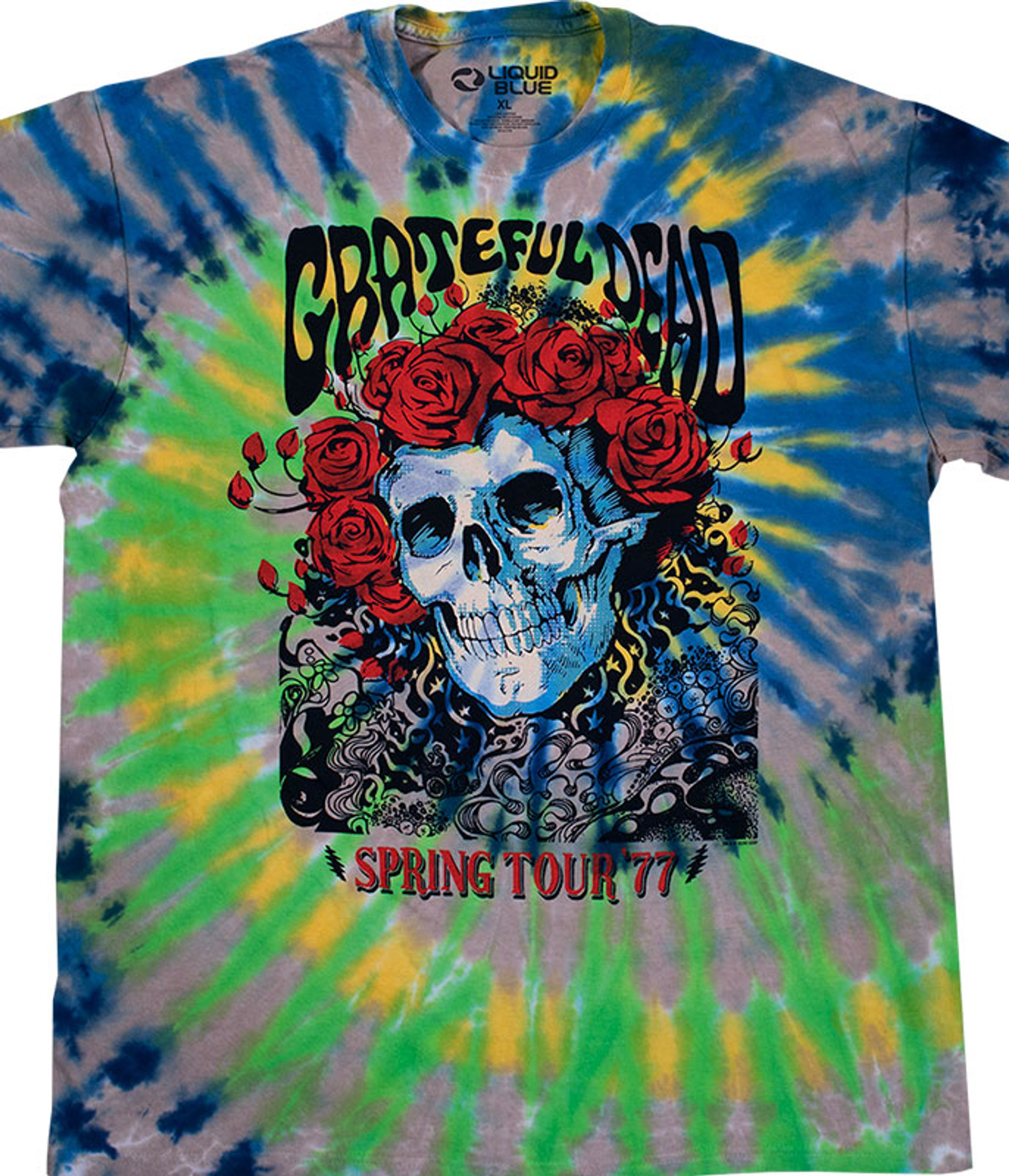 Grateful Dead - Skull & Roses Tie Dye T-Shirt - X-Large