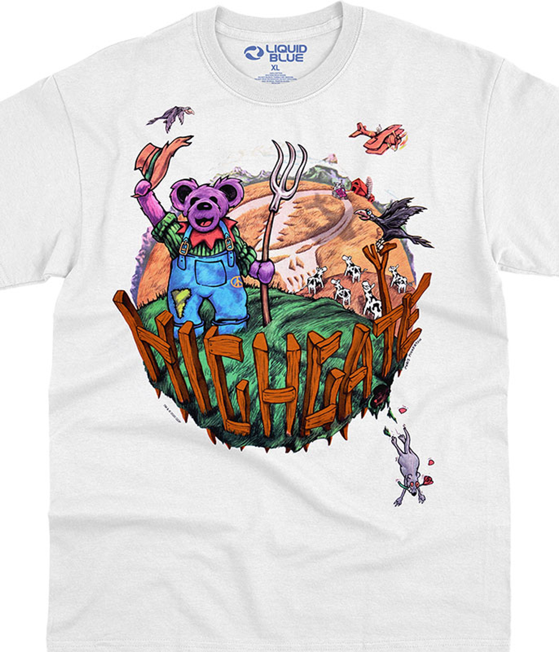リキッドブルー グレイトフルデッド レア アニマル HIGHGATE Tシャツ Grateful Dead Highgate White T-Shirt Tee Liquid Blue