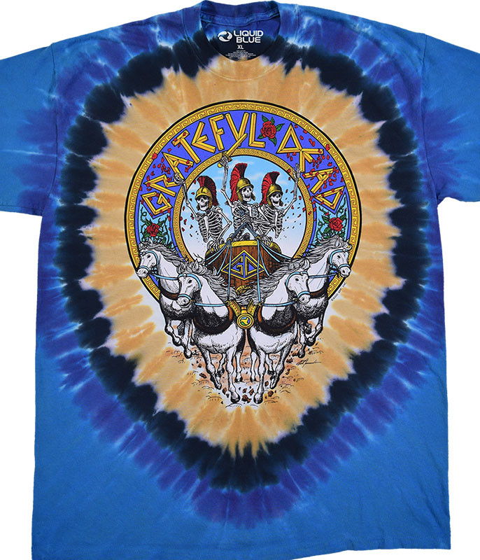 Grateful Dead Chariot Tie-Dye T-Shirt Tee Liquid Blue