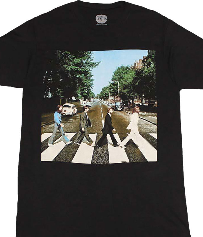 Beatles Abbey Road Black T-Shirt Tee Liquid Blue