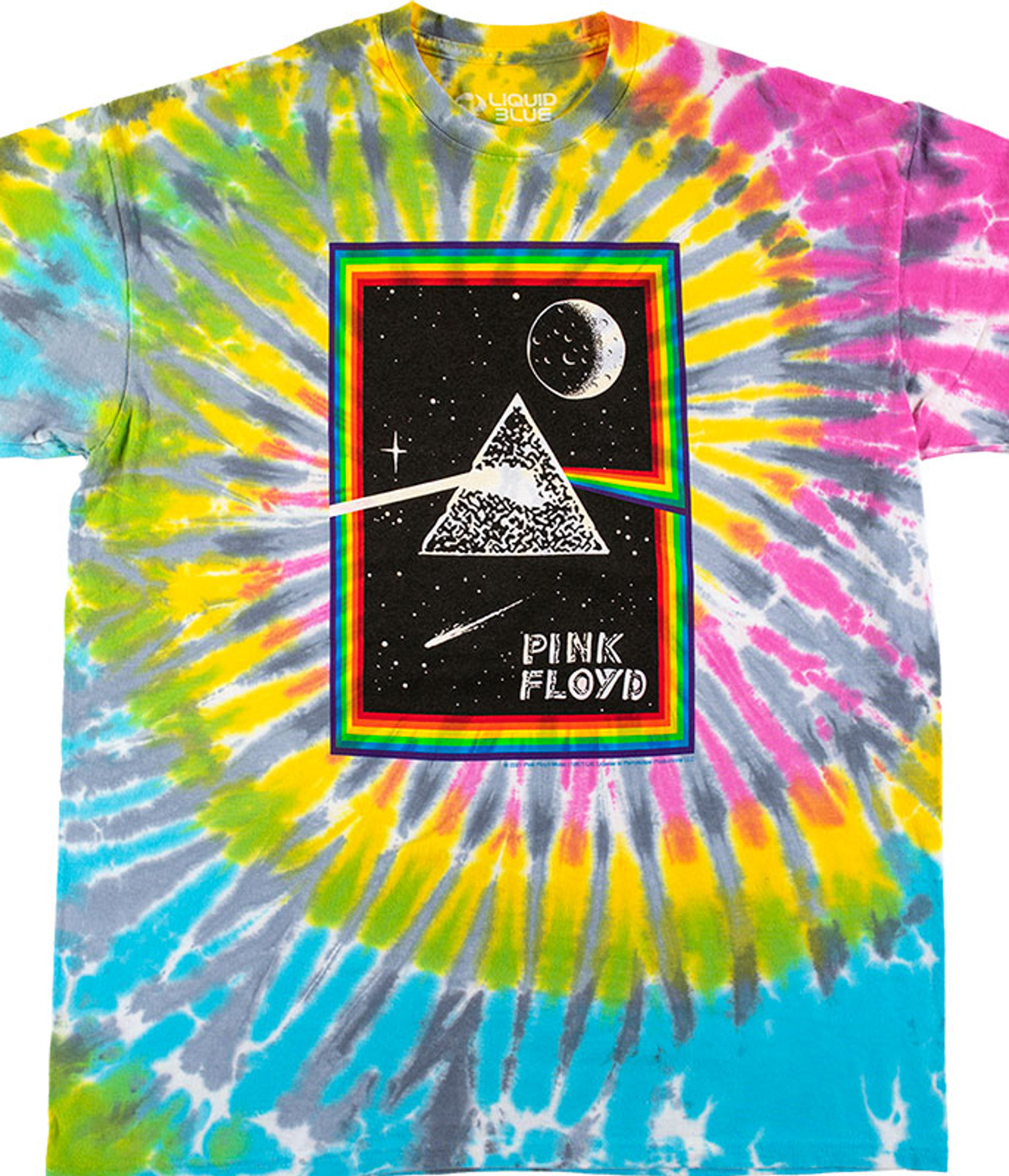 Pink Floyd Prism Moon Tie-Dye T-Shirt Tee Liquid Blue