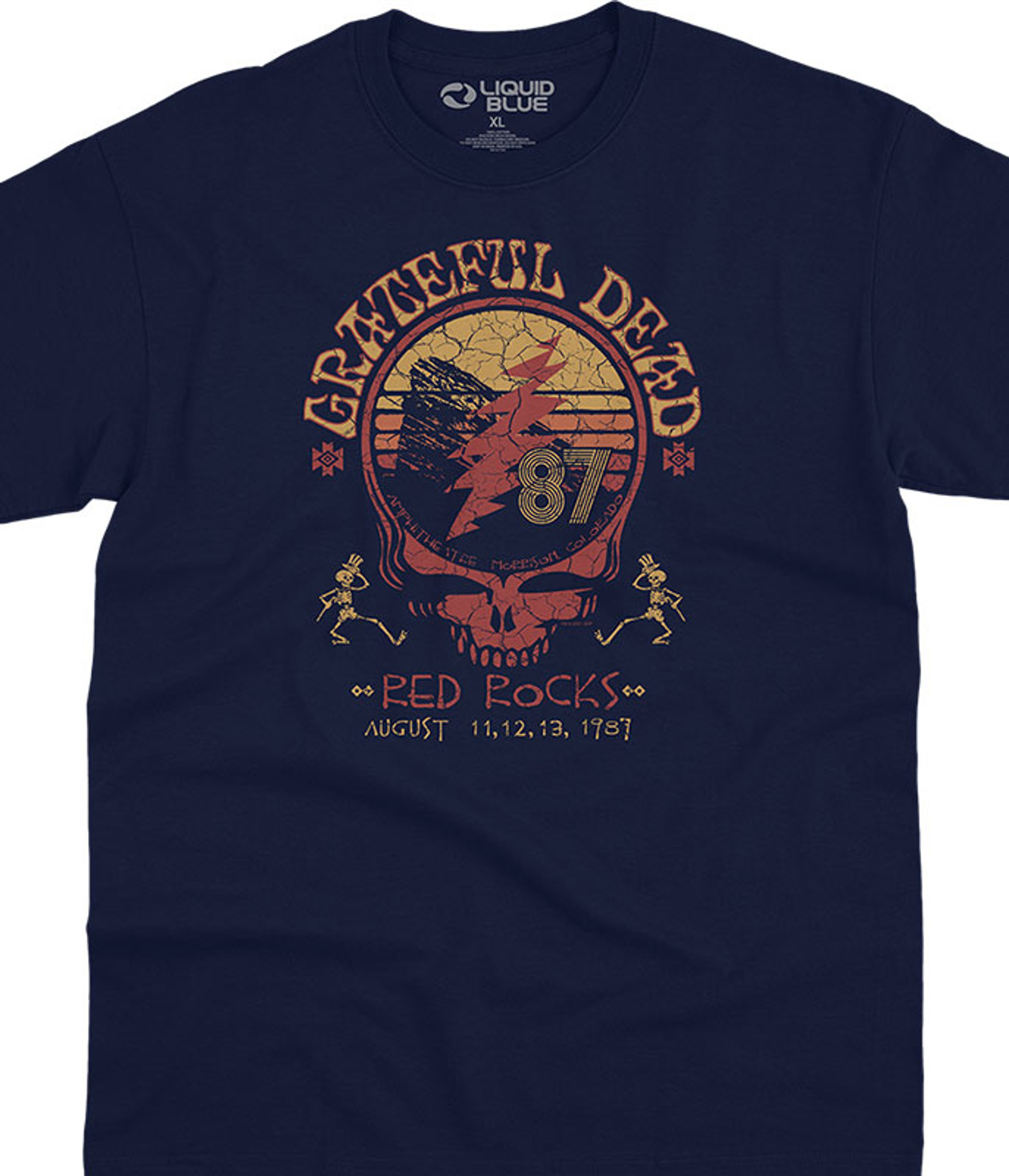 Grateful Dead Red Rocks 87 Navy T-Shirt Tee Liquid Blue