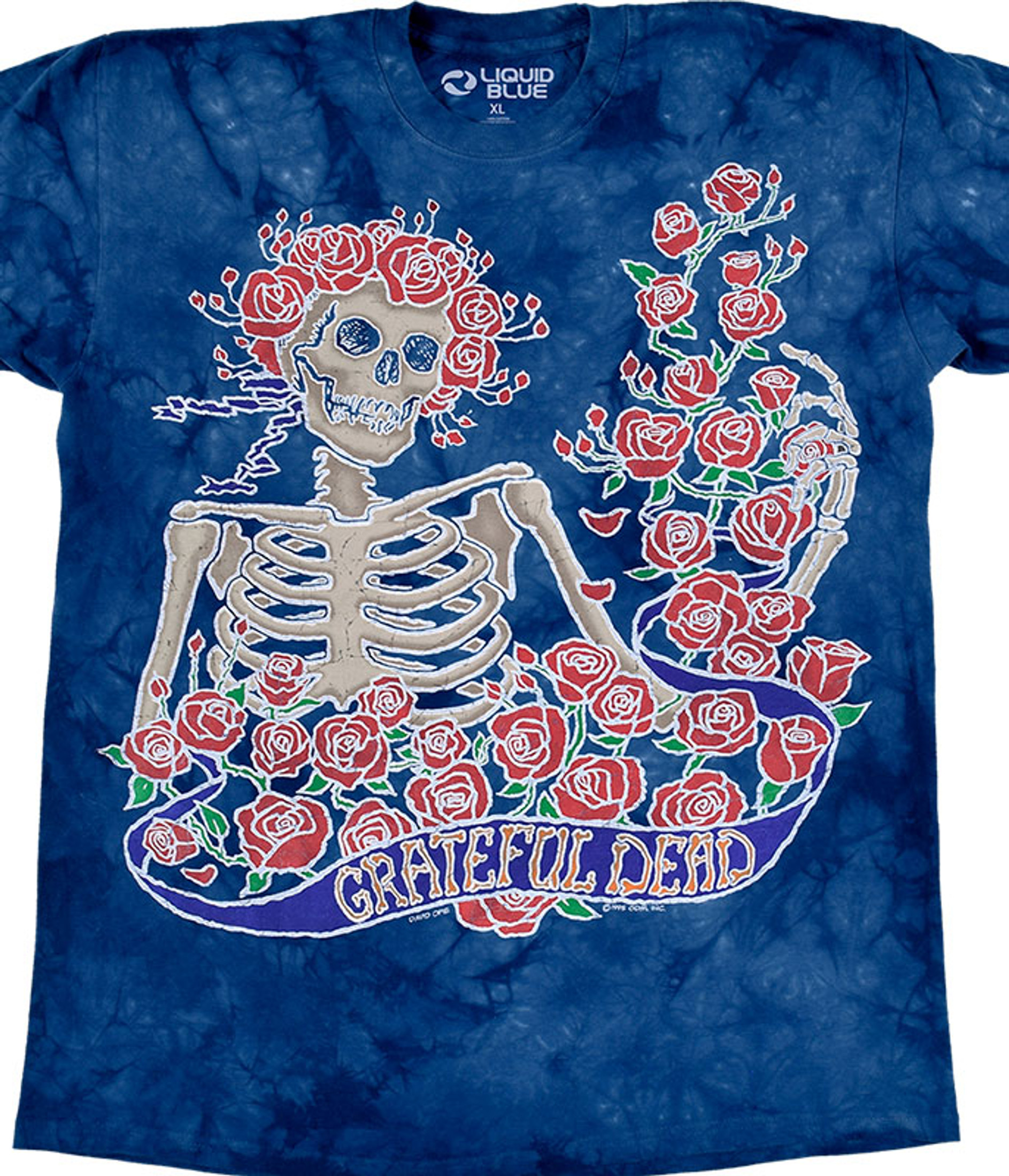 Grateful Dead 30th Anniversary White T-Shirt Tee Liquid Blue