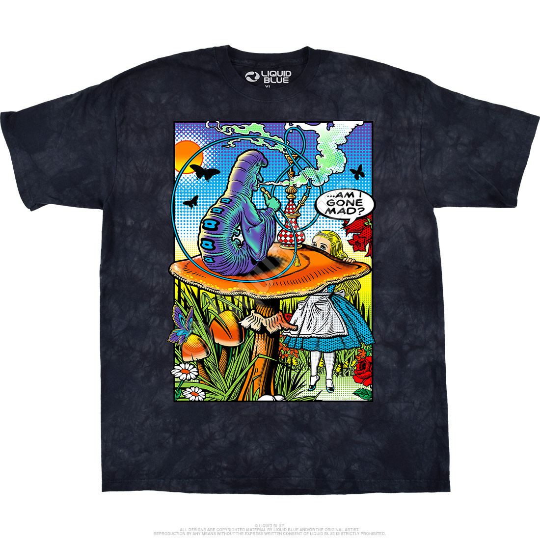 Men's Alice in Wonderland Caterpillar Who Are You Graphic Tee Light Blue Medium Men's Alice in Wonderland Caterpillar Who Are You Graphic Tee Light Blue Medium
