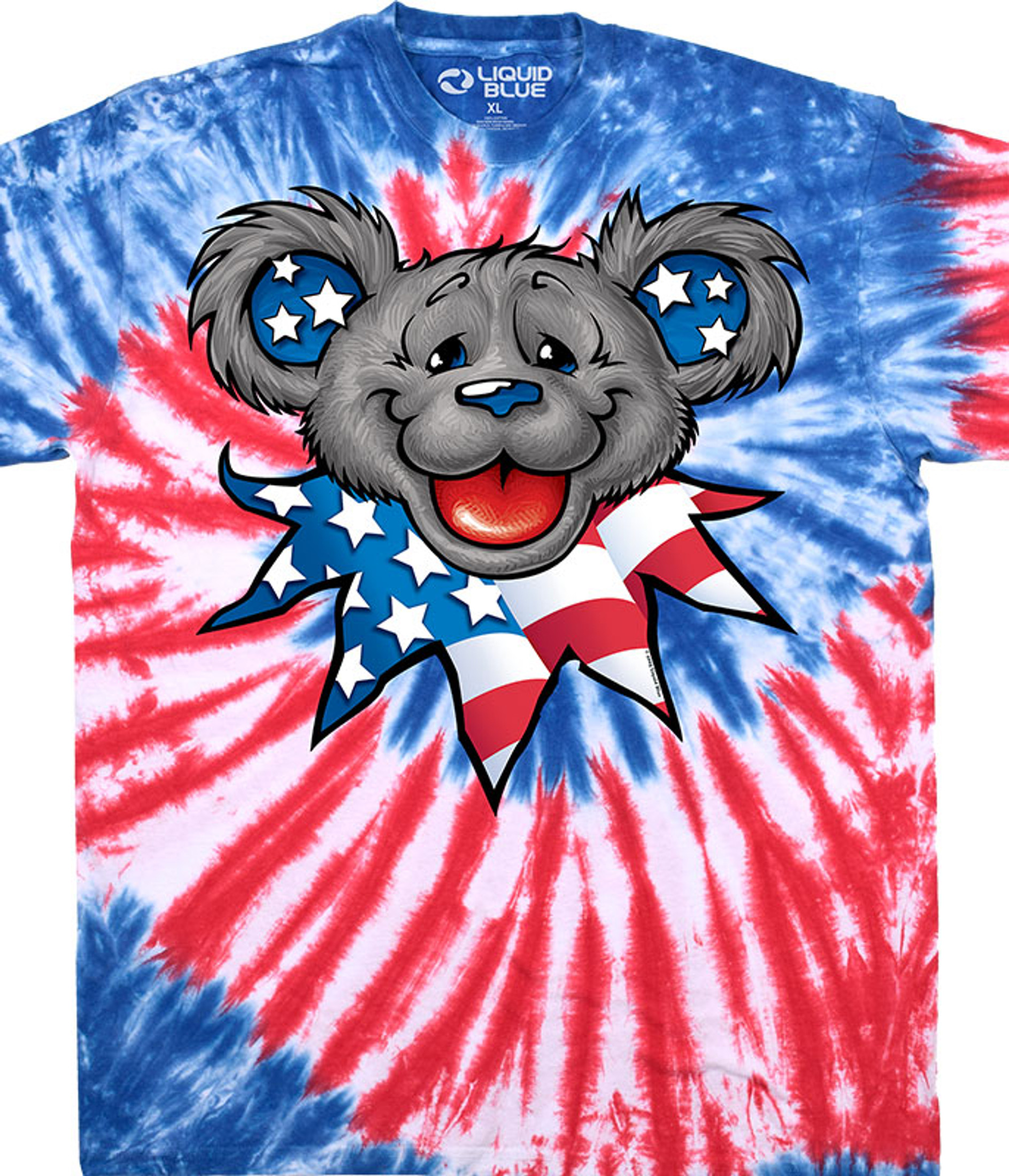 Liquid Blue トランプ グレートフルデッド リキッドブルー デッドベア Grateful Dead Patriot Bear Head T-Shirt Tee by Liquid Blue