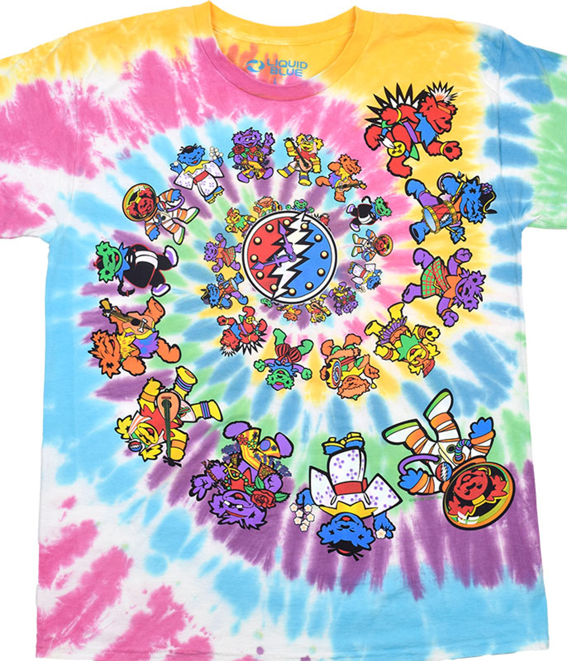 Liquid Blue トランプ グレートフルデッド リキッドブルー デッドベア Grateful Dead Bears Through The Ages Tie-Dye T-Shirt Tee