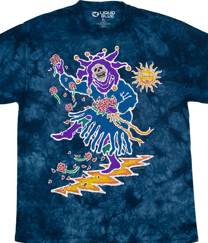Grateful Dead Batik Jester Tie-Dye T-Shirt Tee Liquid Blue1