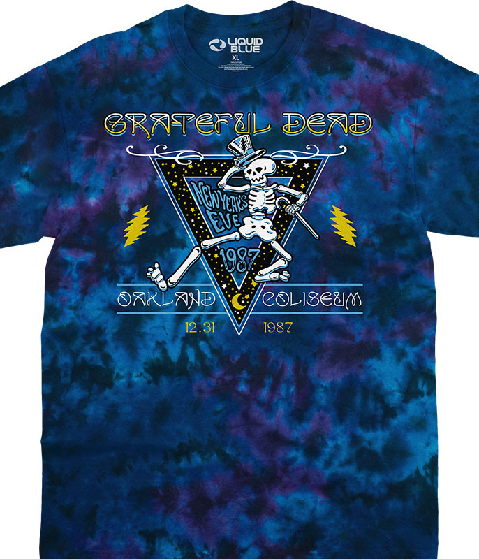 Grateful Dead New Year's Eve 87 Tie-Dye T-Shirt Tee Liquid Blue