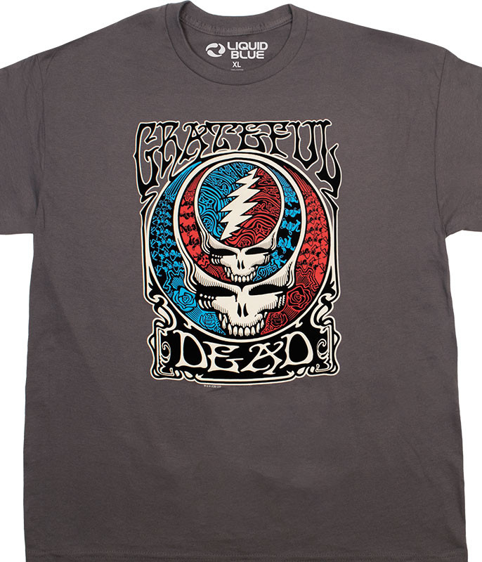 Grateful Dead Steal Your Mind Charcoal T-Shirt Tee Liquid Blue