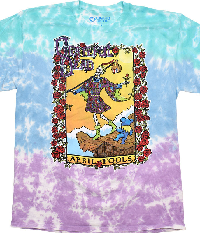 Grateful Dead April Fools Tie-Dye T-Shirt Tee Liquid Blue