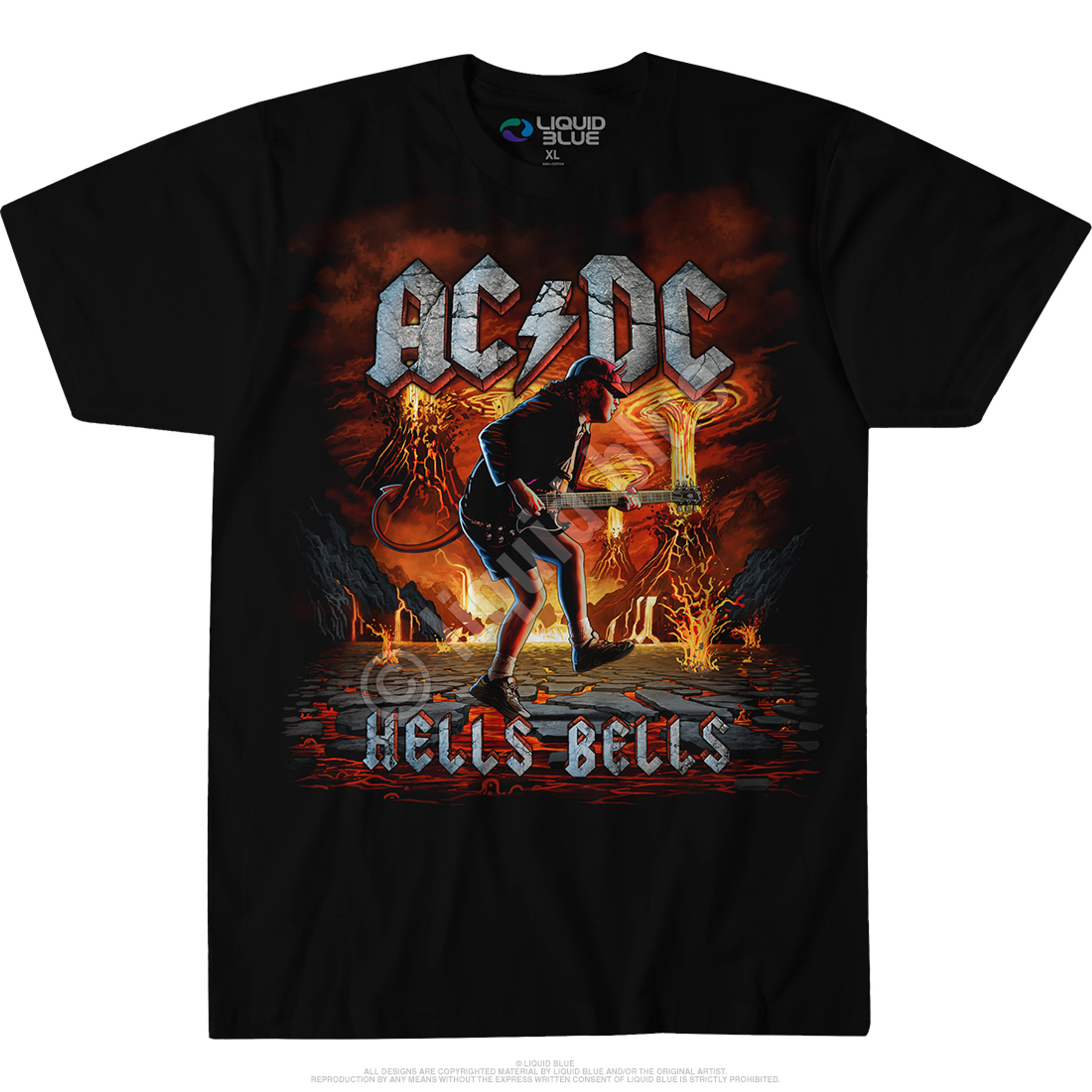 AC/DC Rock Eruption Black T-Shirt Tee Liquid Blue