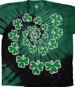 St. Patricks Day Shamrock Spiral Youth Tie-Dye T-Shirt Tee Liquid Blue