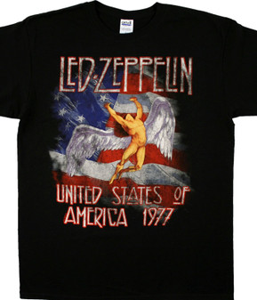 Led Zeppelin America 1977 Black T-Shirt Tee