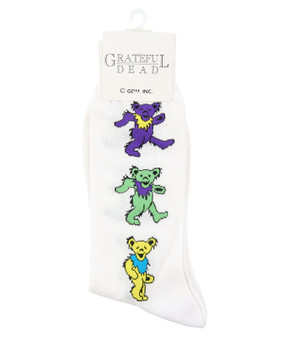Grateful Dead GD Dancing Bear Ladies White Socks