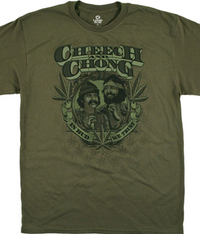 Cheech and Chong In Weed We Trust Green T-Shirt Tee Liquid Blue