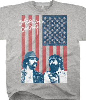 Cheech and Chong Red, White, Blue and Green Heather Grey Cotton Viscose T-Shirt Tee Liquid Blue