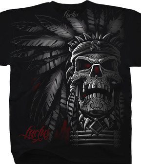 Luctus Chief Skull Black T-Shirt Tee Liquid Blue