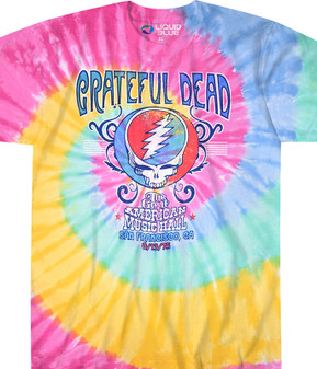 Grateful Dead American Music Hall Spiral Tie-Dye T-Shirt Tee Liquid Blue