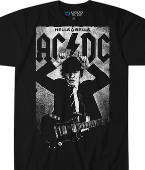 AC/DC Angus Poster Black T-Shirt Tee Liquid Blue