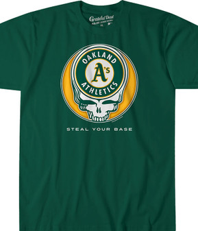 MLB Oakland Athletics GD Steal Your Base Green Athletic T-Shirt Tee Liquid Blue