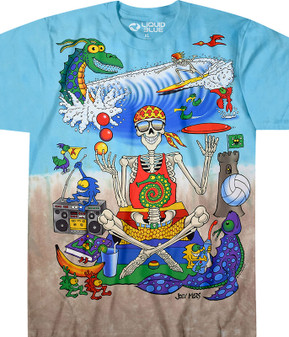 Light Fantasy Mars Beach Joey Mars Tie-Dye T-Shirt Tee Liquid Blue