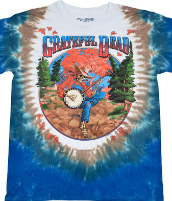 Grateful Dead Banjo Tie-Dye T-Shirt Tee Liquid Blue
