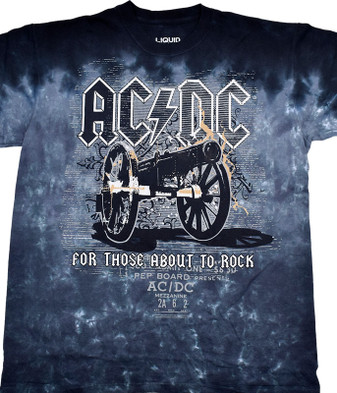 AC/DC Cannon Tie-Dye T-Shirt Tee Liquid Blue
