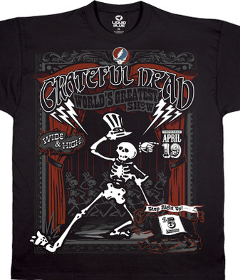 Grateful Dead Show Time Black Athletic T-Shirt Tee Liquid Blue