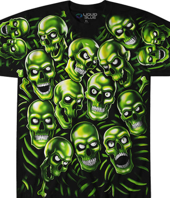 Skull Pile Green Black T-Shirt Tee Liquid Blue Juicy J Travis Scott