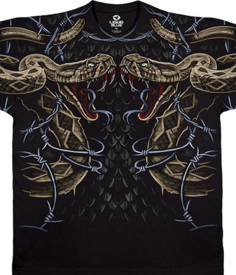 Dark Fantasy Rattler Strike Black T-Shirt Tee Liquid Blue