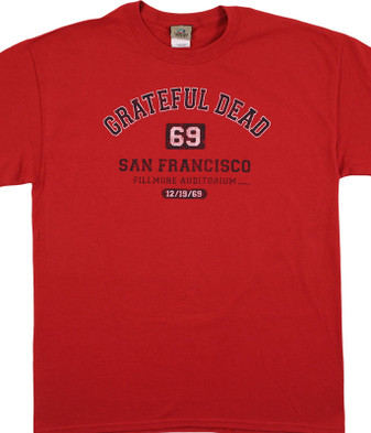 Grateful Dead San Francisco 69 Cedar Red T-Shirt Tee Liquid Blue