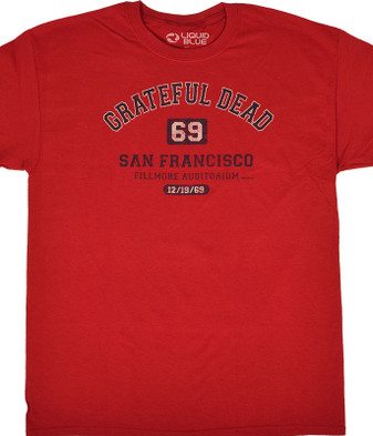 Grateful Dead San Francisco 69 Cedar Red T-Shirt Tee Liquid Blue