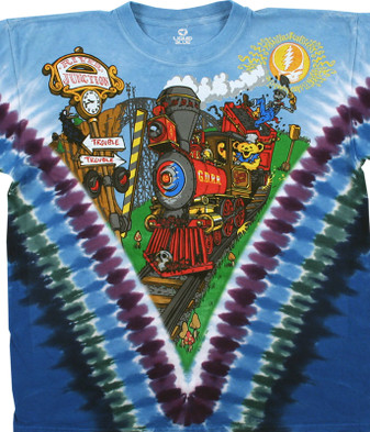 Grateful Dead Casey Jones Tie-Dye T-Shirt Tee Liquid Blue