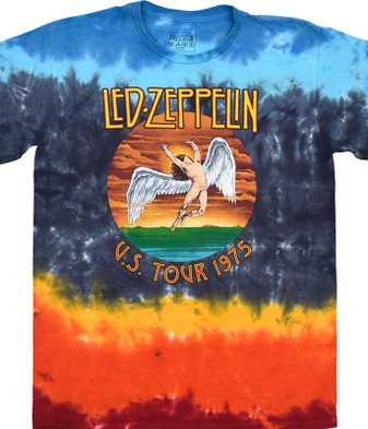 Led Zeppelin Icarus 1975 Tie-Dye T-Shirt Tee Liquid Blue