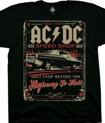 AC/DC Speedshop Black T-Shirt Tee Liquid Blue