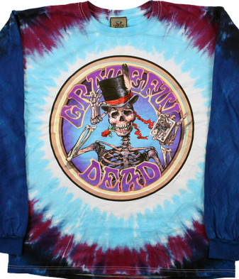 Grateful Dead Queen Of Spades Tie-Dye Long Sleeve T-Shirt Tee Liquid Blue